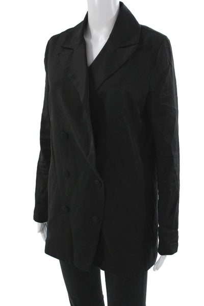 SNDYS. Womens Basic Jacket Black Rayon Long Sleeve Button Size 4