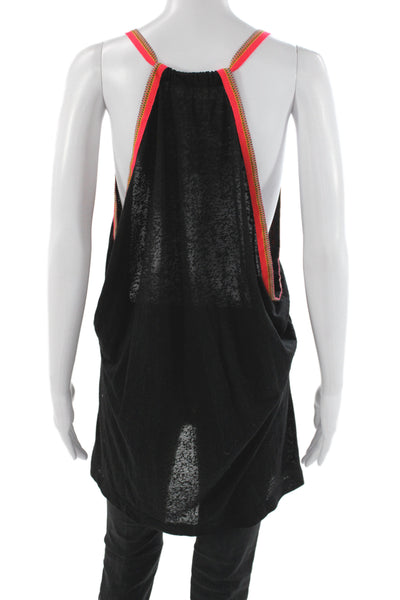 Pitusa Women Tank Dress Black V-Neck Sleeveless 50% Cotton Beach Size One Size