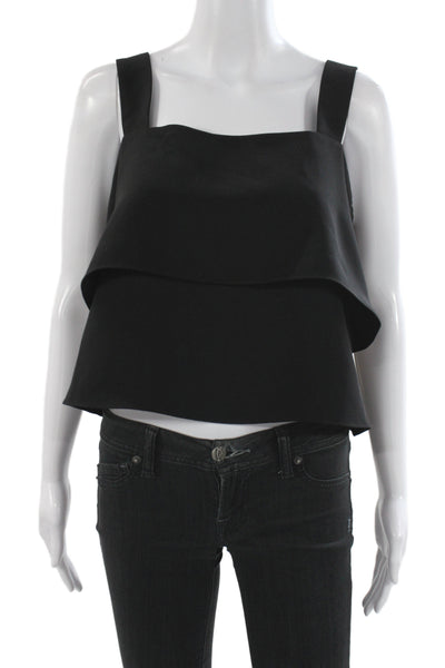 Amanda Uprichard Women Corset Top Black Sleeveless Square Neck Polyester Size S