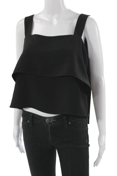 Amanda Uprichard Women Corset Top Black Sleeveless Square Neck Polyester Size S