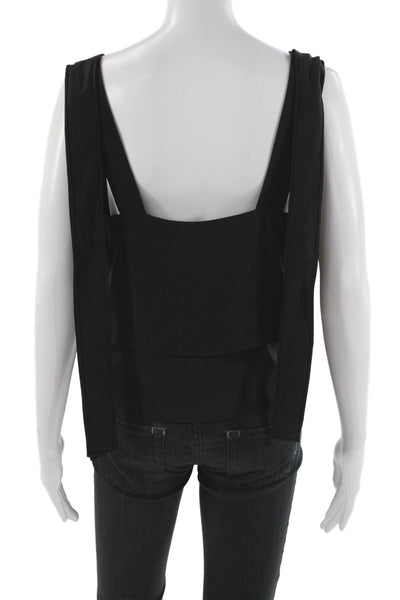Amanda Uprichard Women Corset Top Black Sleeveless Square Neck Polyester Size S