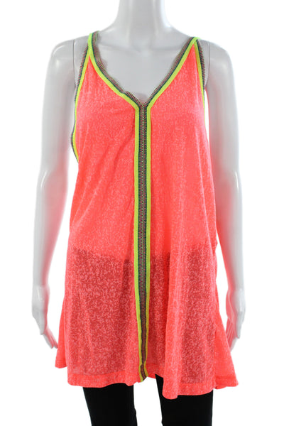 Pitusa Women Sleeveless V Neck Abstract Cotton Tank Top Size One Size
