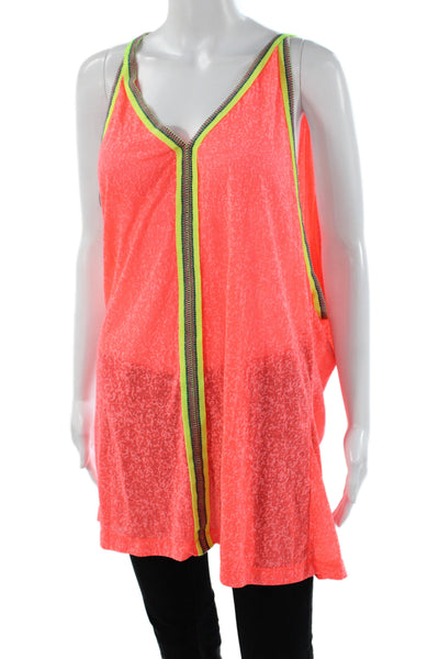 Pitusa Women Sleeveless V Neck Abstract Cotton Tank Top Size One Size