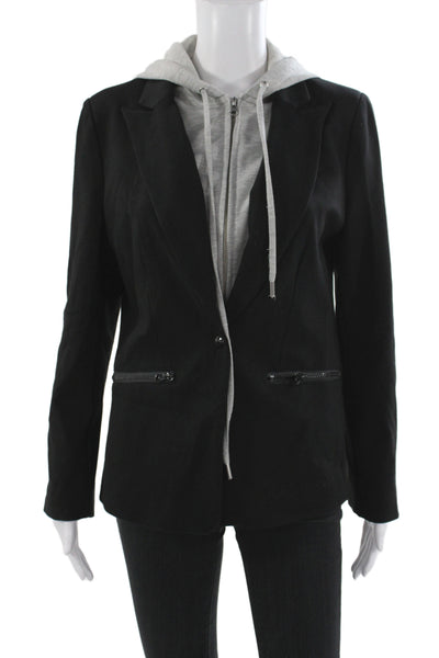 Central Park West Women Black Rayon Basic Jacket Long Sleeve Button Size M