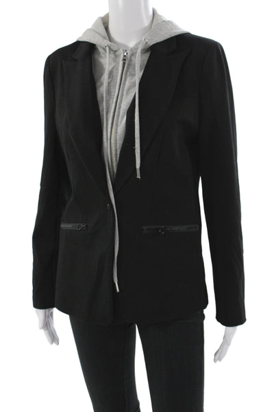 Central Park West Women Black Rayon Basic Jacket Long Sleeve Button Size M