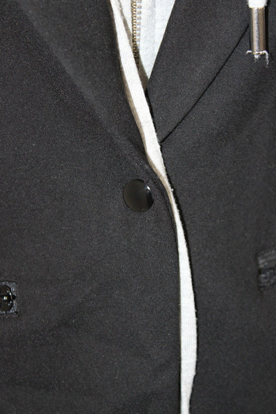 Central Park West Women Black Rayon Basic Jacket Long Sleeve Button Size M