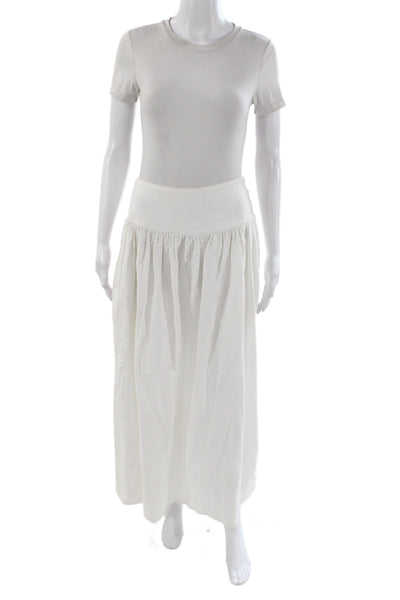 Free People Womens Boho Maxi Skirt White Cotton Button Size S