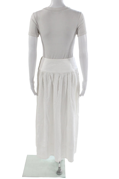 Free People Womens Boho Maxi Skirt White Cotton Button Size S