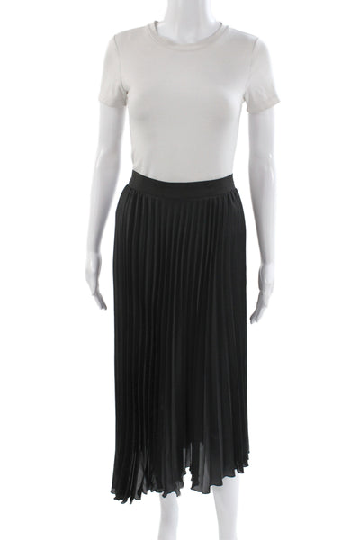 Zara Women Long Pleated Black Skirt Polyester Blend Size M
