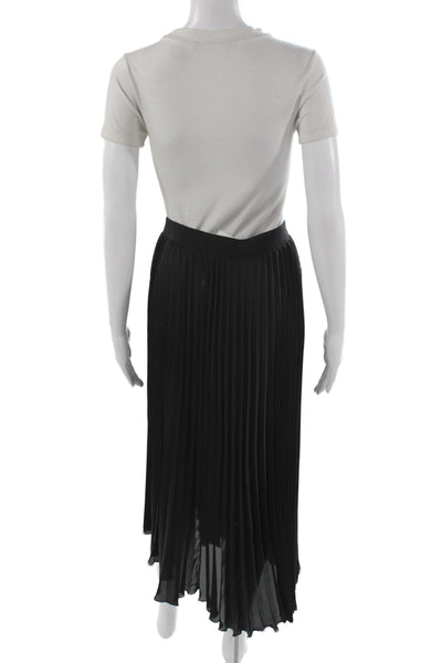 Zara Women Long Pleated Black Skirt Polyester Blend Size M