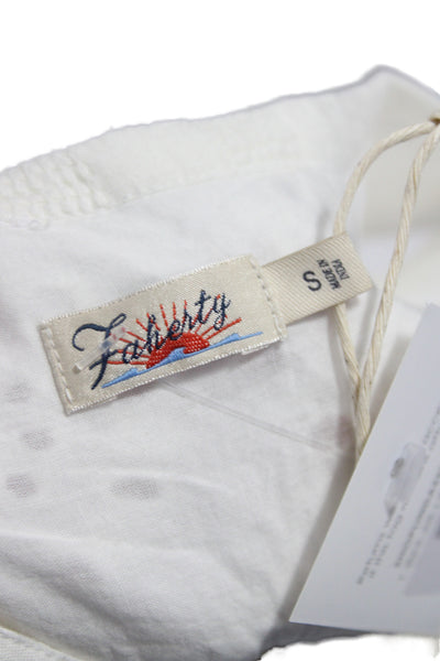 Faherty Womens Shift Dress White Henley Sleeveless Organic Cotton Size S