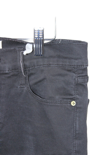 Frame Womens Cropped High Rise Black Cotton Jeans Button Closure Size 26