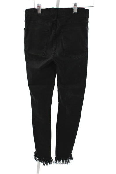 Frame Womens Cropped High Rise Black Cotton Jeans Button Closure Size 26