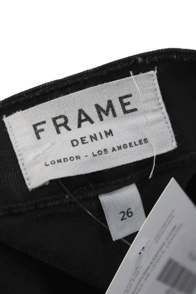 Frame Womens Cropped High Rise Black Cotton Jeans Button Closure Size 26