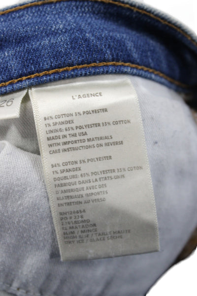L'Agence Womens Skinny High Rise Blue Cotton Jeans Size 26