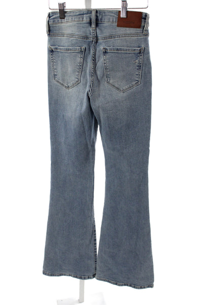 Hidden Womens Flared Jeans Blue High Rise Button Cotton Size 25