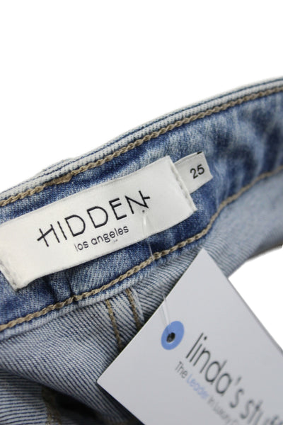 Hidden Womens Flared Jeans Blue High Rise Button Cotton Size 25