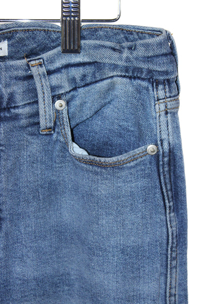 Good American Women Wide Leg Blue Jeans High Rise Button Cotton Blend Size 26