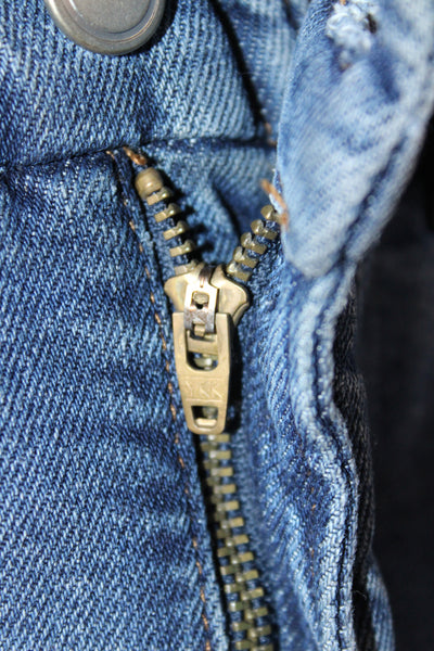 Good American Women Wide Leg Blue Jeans High Rise Button Cotton Blend Size 26