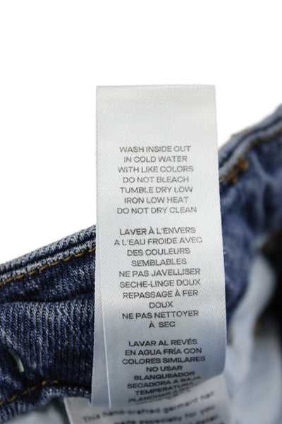 Good American Women Wide Leg Blue Jeans High Rise Button Cotton Blend Size 26