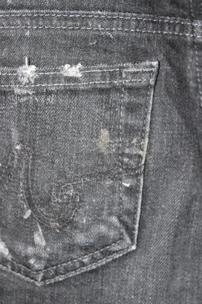 AG Adriano Goldschmied Women Distressed Black Cotton Denim Shorts Size 25