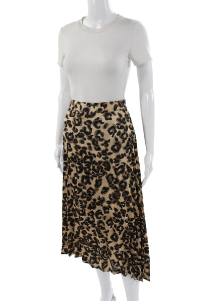 Just One Answer Women Pleated Animal Print Beige Skirt Polyester Size M