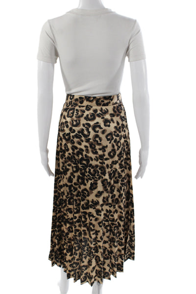 Just One Answer Women Pleated Animal Print Beige Skirt Polyester Size M