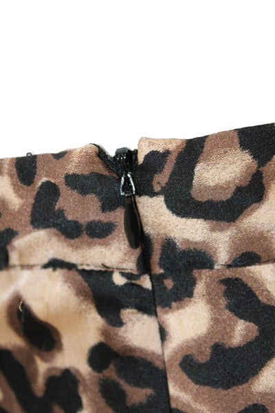 Just One Answer Women Pleated Animal Print Beige Skirt Polyester Size M