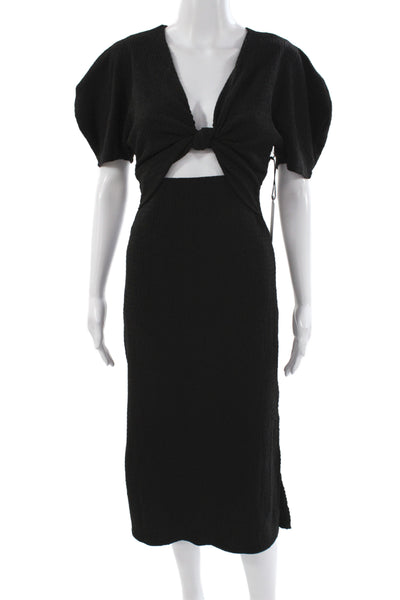 ASTR Women Sheath Dress Black V Neck Short Sleeve Pullover Polyester Size XS