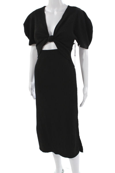 ASTR Women Sheath Dress Black V Neck Short Sleeve Pullover Polyester Size XS