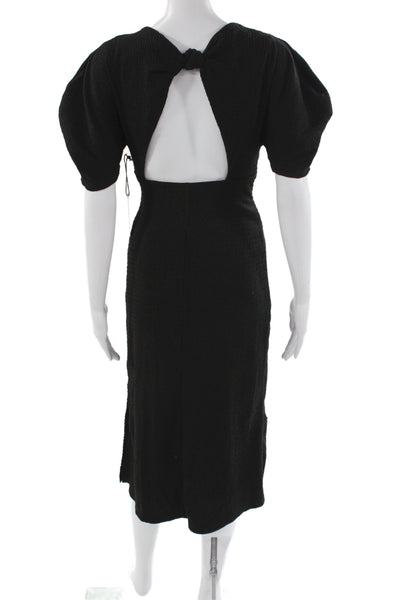 ASTR Women Sheath Dress Black V Neck Short Sleeve Pullover Polyester Size XS