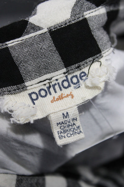 Porridge Anthropologie Women Shirt Dress Black Gingham Short Sleeve Size M