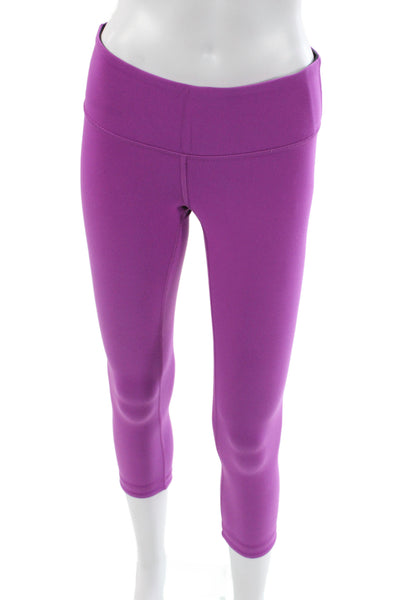 Lululemon Women Cropped Leggings Purple Solid Size 6