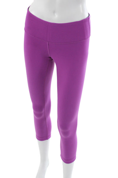 Lululemon Women Cropped Leggings Purple Solid Size 6
