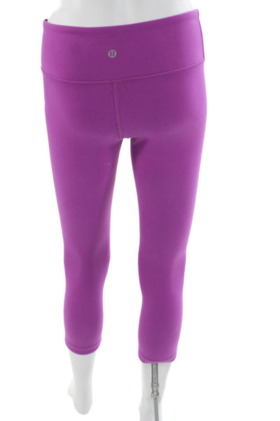 Lululemon Women Cropped Leggings Purple Solid Size 6