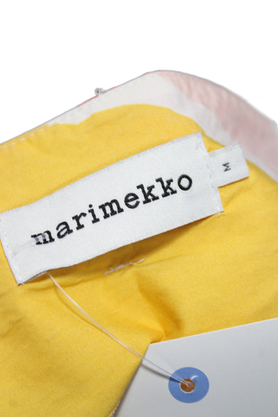 Marimekko Women Babydoll Floral Cotton Boat Neck Long Sleeve Blouse Size M