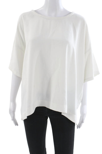 Vince Women Babydoll Pajama Top White Short Sleeve Round Neck Size M