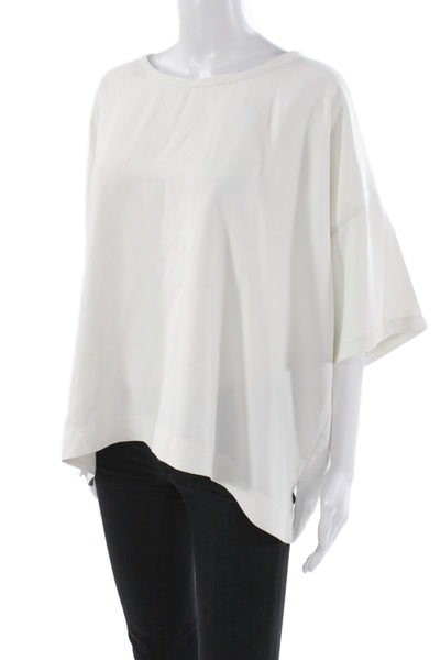Vince Women Babydoll Pajama Top White Short Sleeve Round Neck Size M