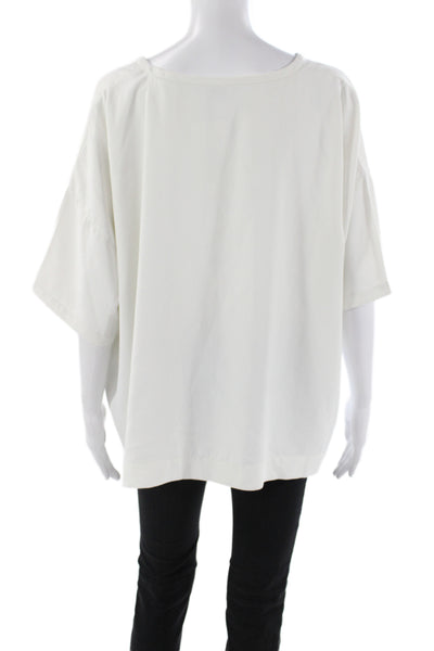 Vince Women Babydoll Pajama Top White Short Sleeve Round Neck Size M