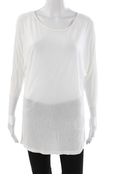 Vince Womens Blouse Scoop Neck 3/4 Sleeve White Viscose Sleepshirt Size M