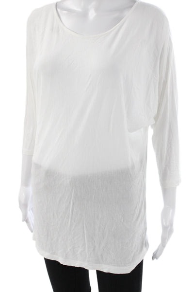 Vince Womens Blouse Scoop Neck 3/4 Sleeve White Viscose Sleepshirt Size M