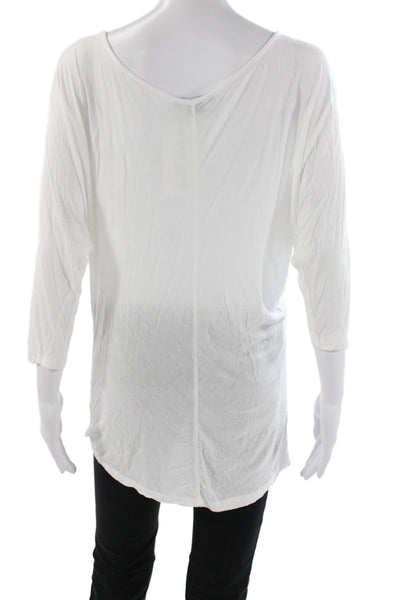 Vince Womens Blouse Scoop Neck 3/4 Sleeve White Viscose Sleepshirt Size M