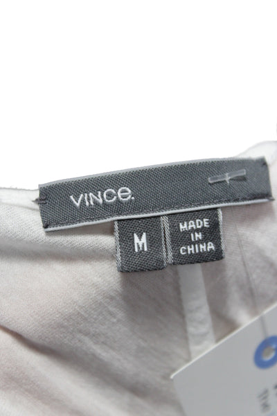 Vince Womens Blouse Scoop Neck 3/4 Sleeve White Viscose Sleepshirt Size M