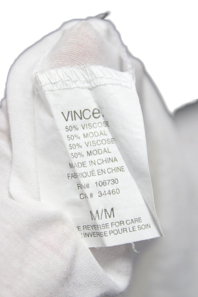 Vince Womens Blouse Scoop Neck 3/4 Sleeve White Viscose Sleepshirt Size M