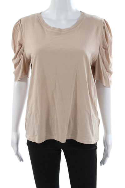 Joes Womens Beige Cotton Pullover T-Shirt Crew Neck Short Sleeve Size L