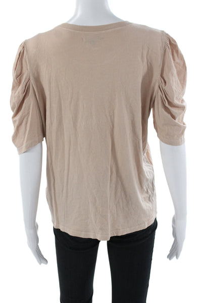 Joes Womens Beige Cotton Pullover T-Shirt Crew Neck Short Sleeve Size L