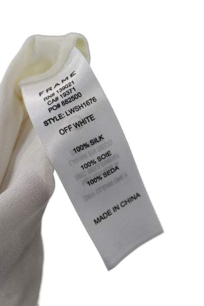 Frame Women Shirt Ivory Silk Round Neck Long Sleeve Size M
