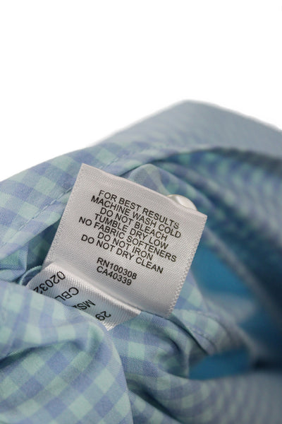 Peter Millar Men's Long Sleeves Button Down Blue Plaid Shirt Size L
