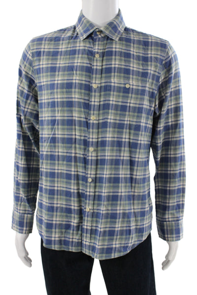 Vineyard Vines Men's Long Sleeves Button Down Blue Plaid Shirt Size M