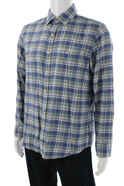 Vineyard Vines Men's Long Sleeves Button Down Blue Plaid Shirt Size M